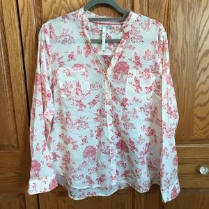 LC Lauren Conrad Pink Floral Owl Bunny Blouse